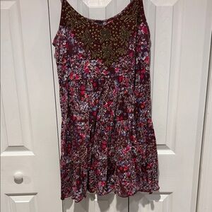 Free People Floral Dress in Burgundy and Olive